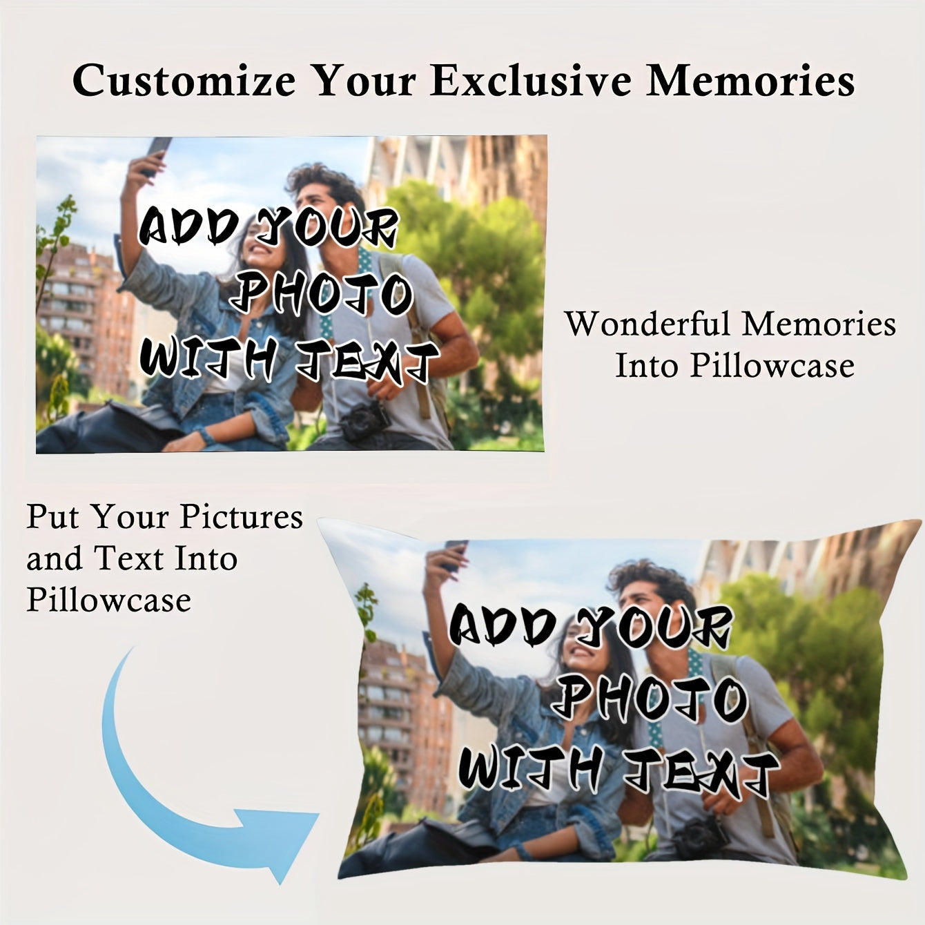 Personalized Double-Sided Photo and Text Plush Pillowcase 30x50cm for Home Decor