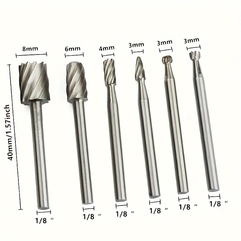 6-Piece High-Speed Steel Rotary Woodworking Tool Set for DIY Carpentry