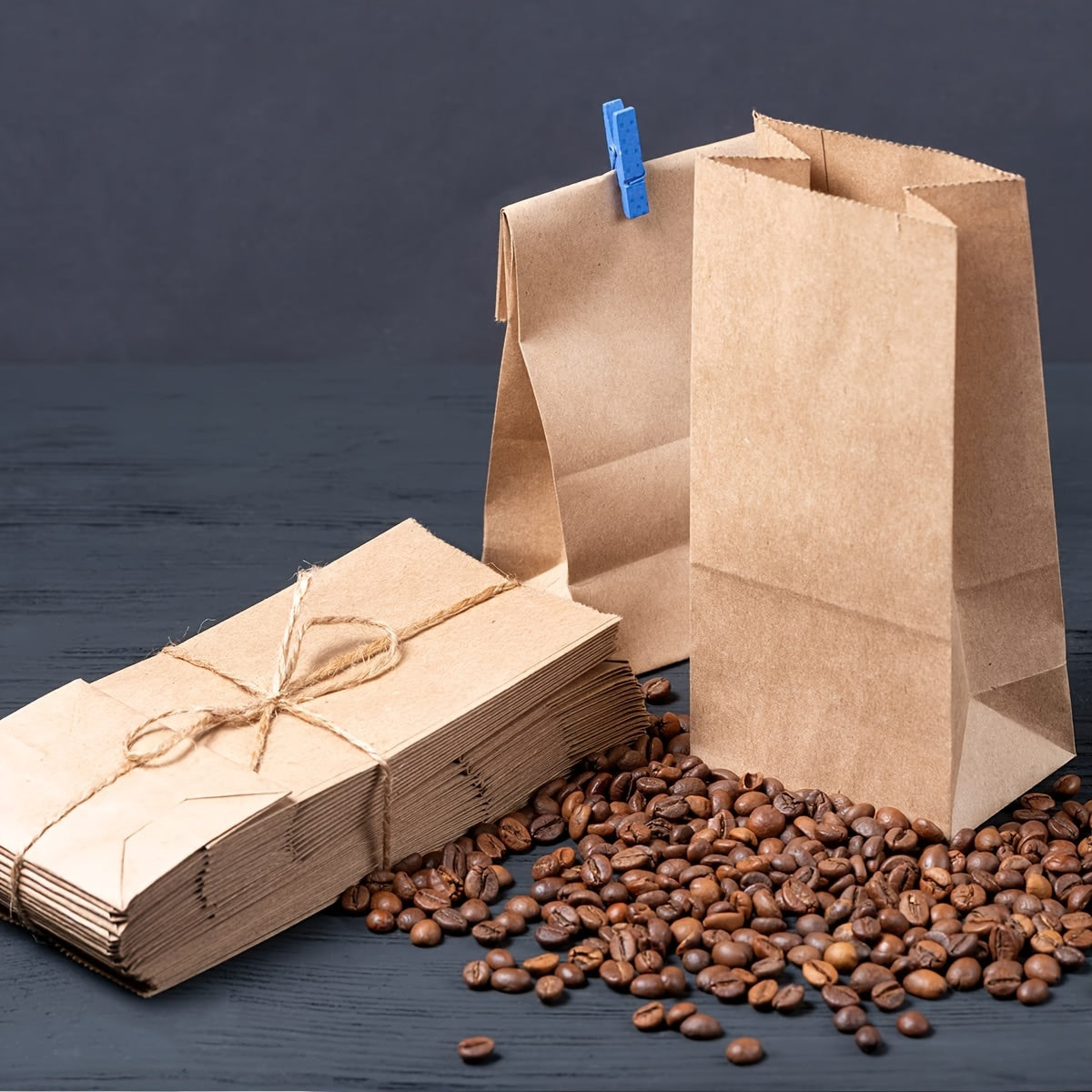 Pack of 50 Kraft Paper Bags Natural Brown Food Service Retail Store Use