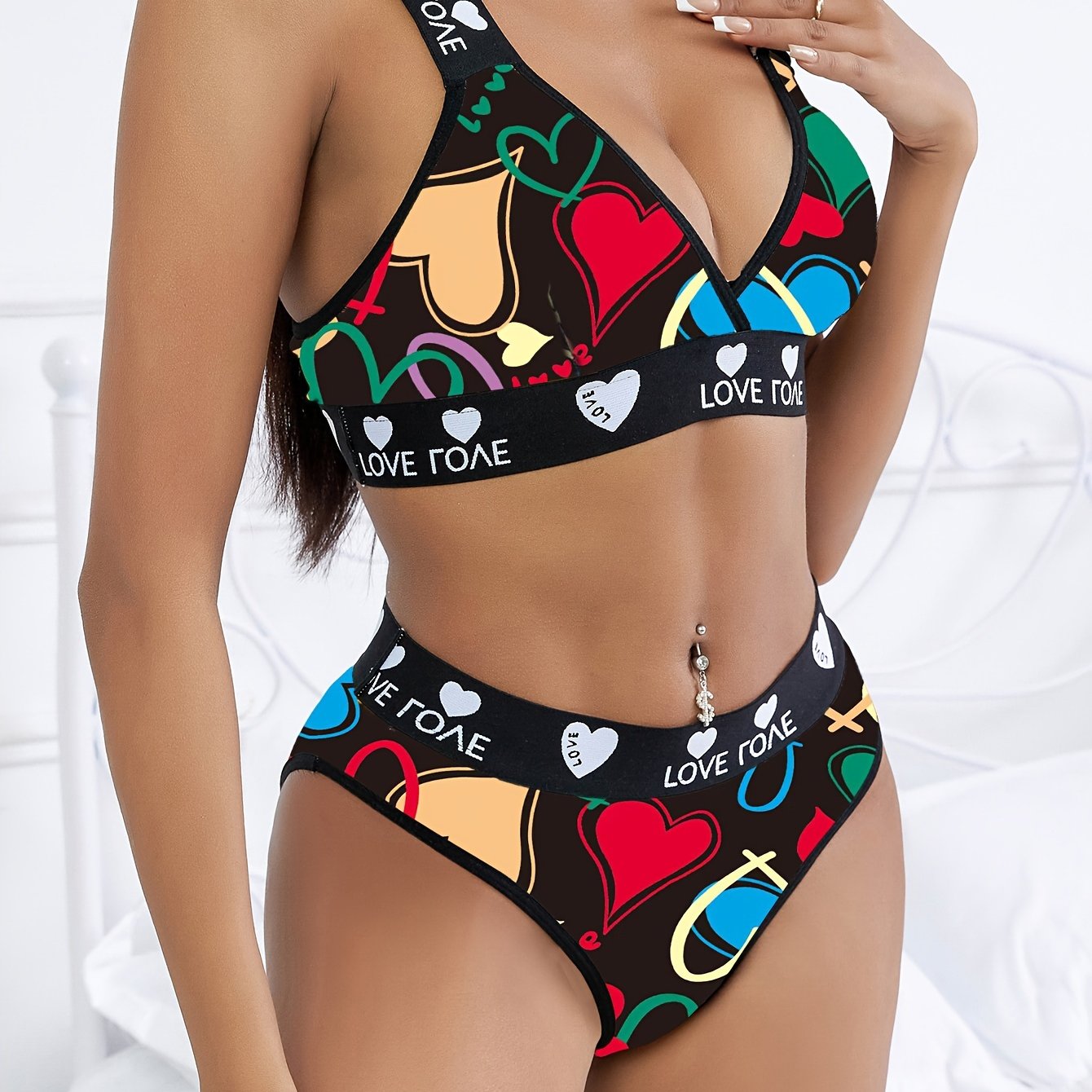 Rangli Blokli Tank Bra va Ichki kiyimlar, Ayollar uchun Jozibali Lingerie va Ichki kiyimlar