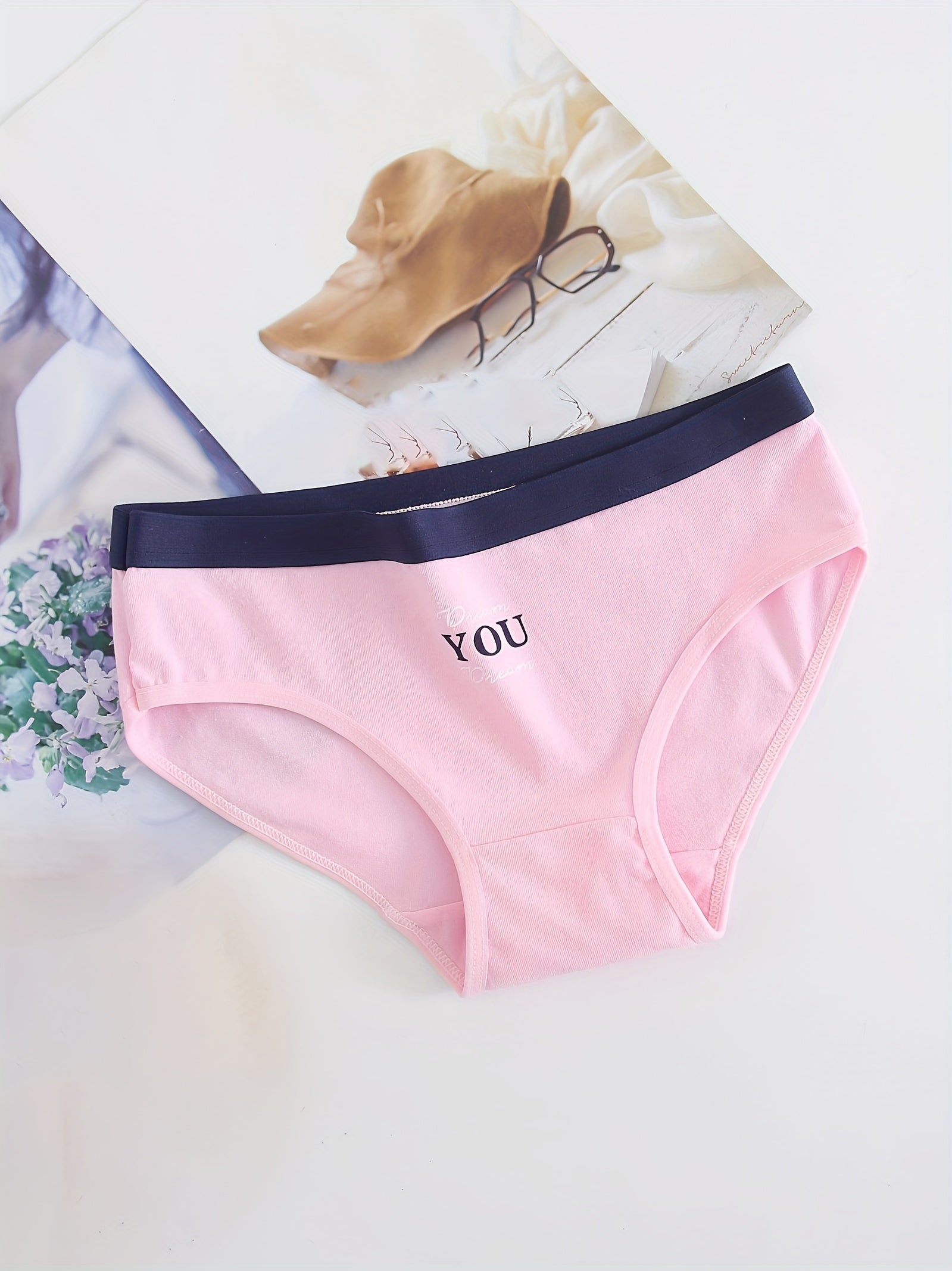 Conjunto de 5 braguitas de algodón para mujer con estampado de dibujos animados, de tiro medio