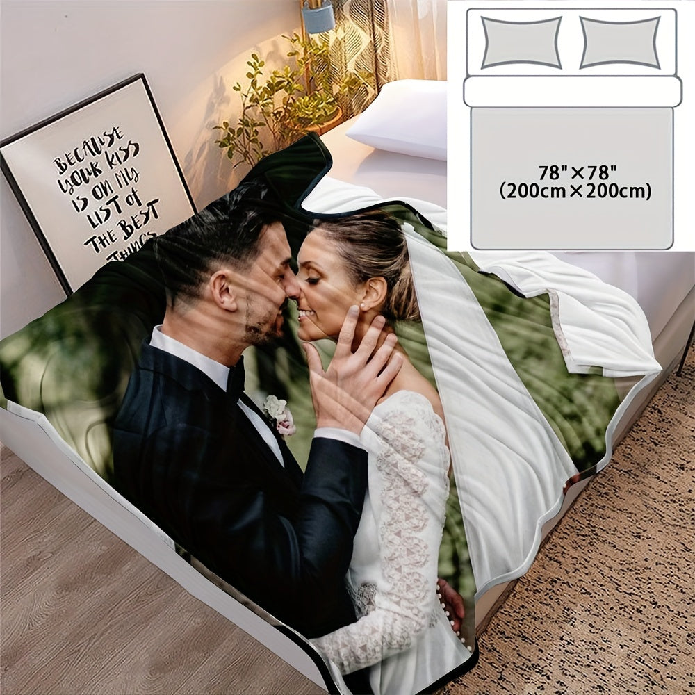 Personalized Photo Flannel Bed Blanket for Home Wedding Birthday Christmas Valentine