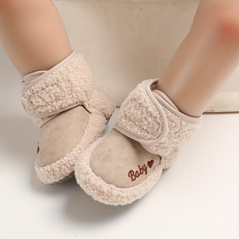 Baby Boys and Girls Winter Fabric Ankle Boots with Hook and Loop Fastener