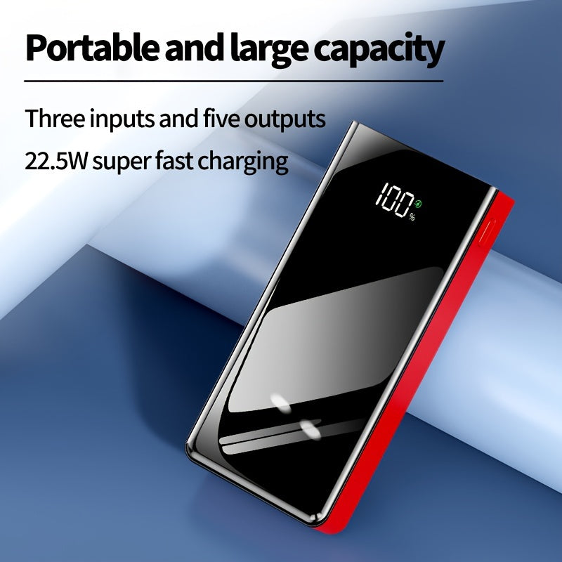 30000mAh Ultra-Thin Portable Power Bank Fast Charging LED Flashlight Compatible with iPhone Android Digital Devices