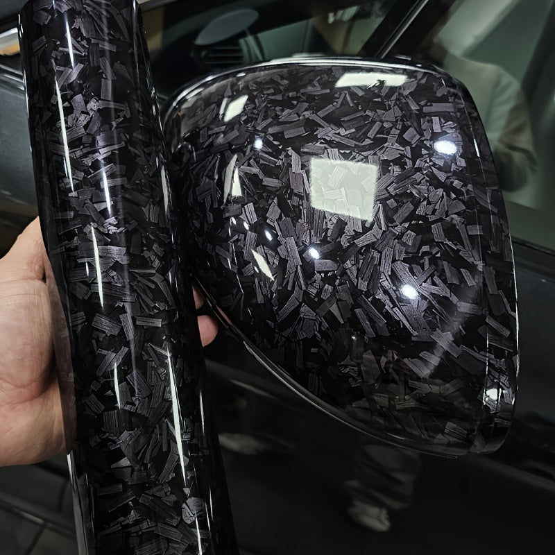 Envoltura de vinilo de fibra de carbono de alto brillo en plata 30×100cm para pegatinas de carrocería