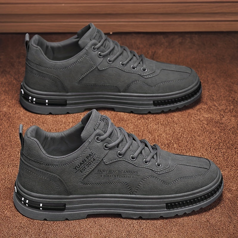 Men's Casual Skate Shoes Low Top Leather Canvas Durable Outdoor All-Season