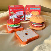 Kids Wooden Pretend Food Set for Kids Kitchen Play with Sandwich and Hamburger Toys