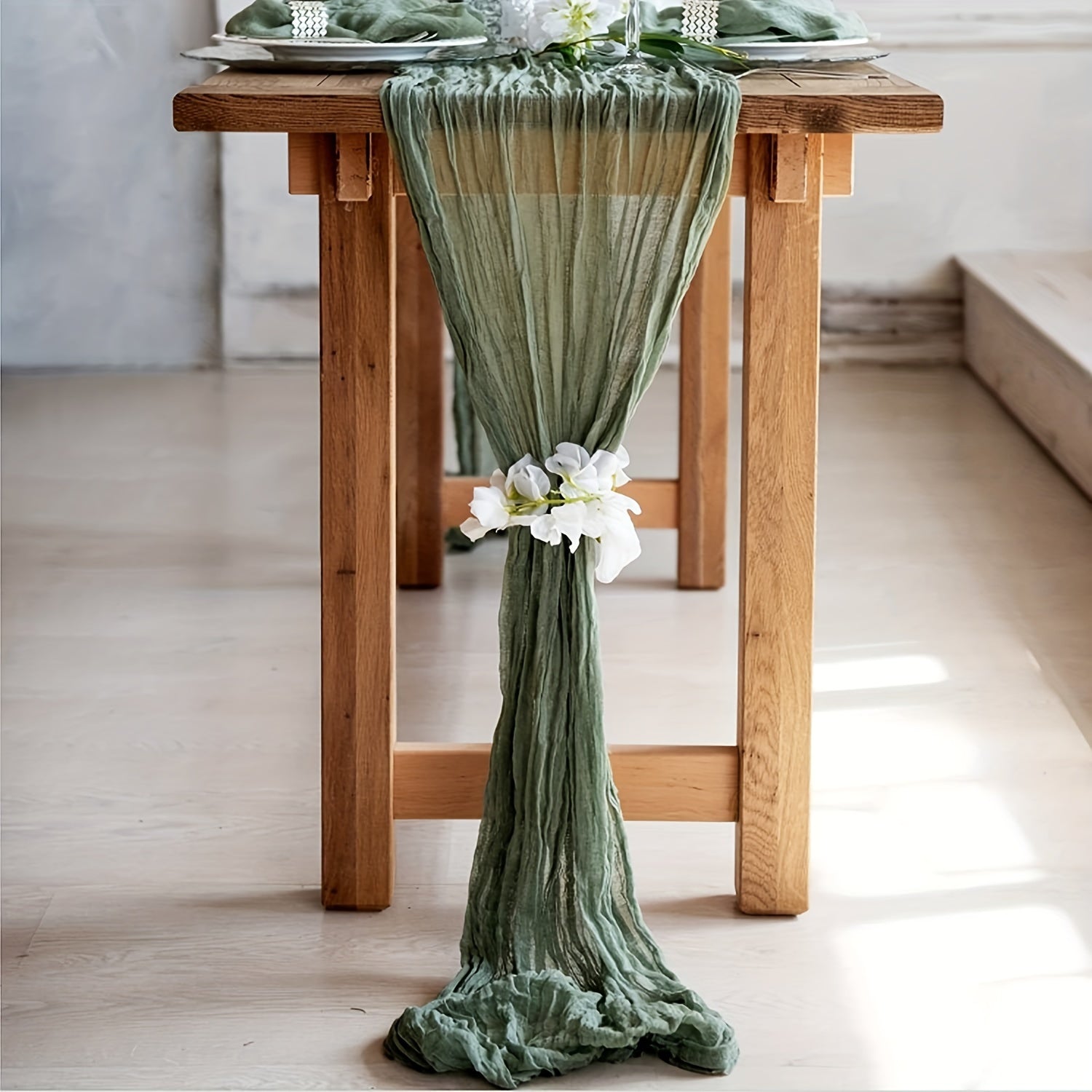 Camino de mesa de gasa de gasa para bodas, fiestas y decoración del hogar