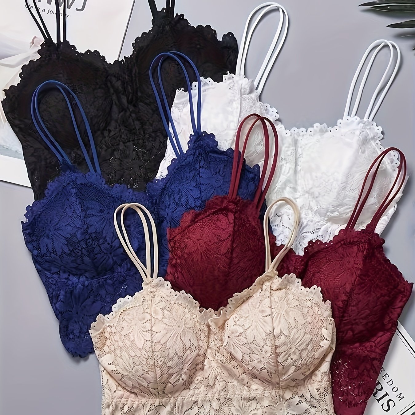Women's Floral Lace Wireless Full Cup Bras with Removable Padding
