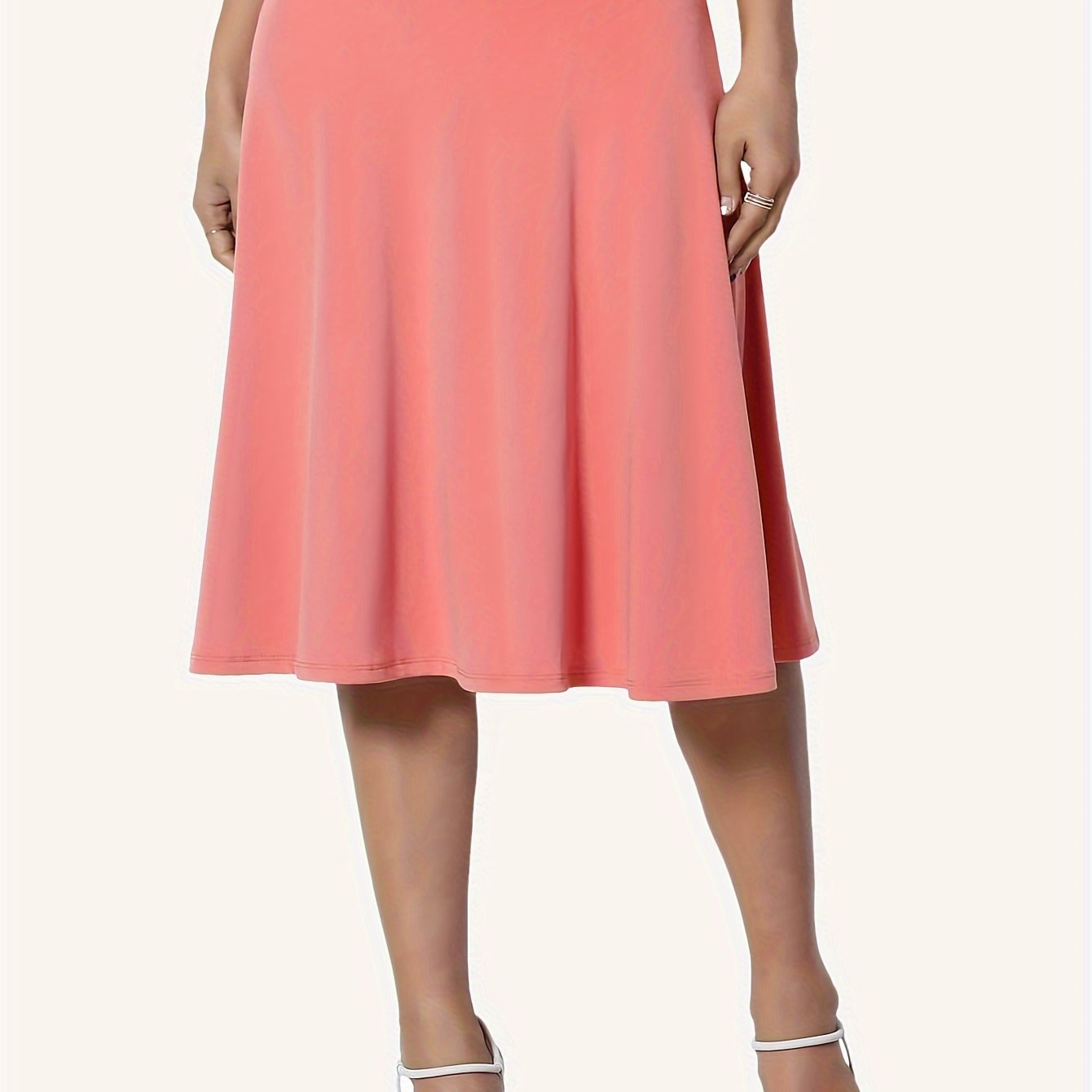Women's Plus Size Knee Length Swing Skirt Spring Summer Solid Color