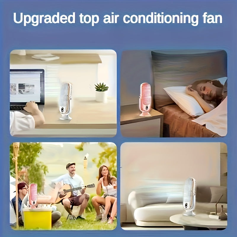 Portable Desktop Mini Fan with 5-Speed Settings Bladeless USB Powered Low Noise Digital Display Office Dorm Cooler