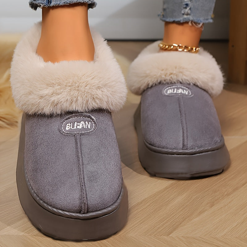 Ayollar uchun mo'ljallangan, yumshoq ichki qoplamali uy ichidagi issiq, kundalik poyabzal, kulrang, bej, qora, pushti, jigarrang