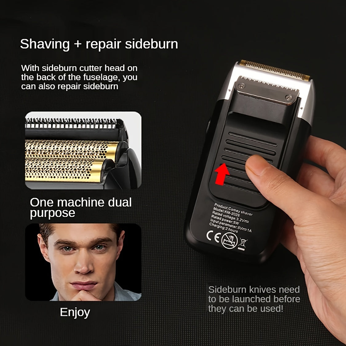 Electric Men's Shaver LCD Display Dual-Blade USB Rechargeable 60 Min Runtime Travel Case