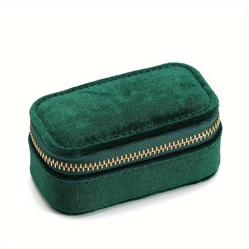 Velvet Jewelry Box Nordic Style with Zippered Closure for Earrings and Rings
