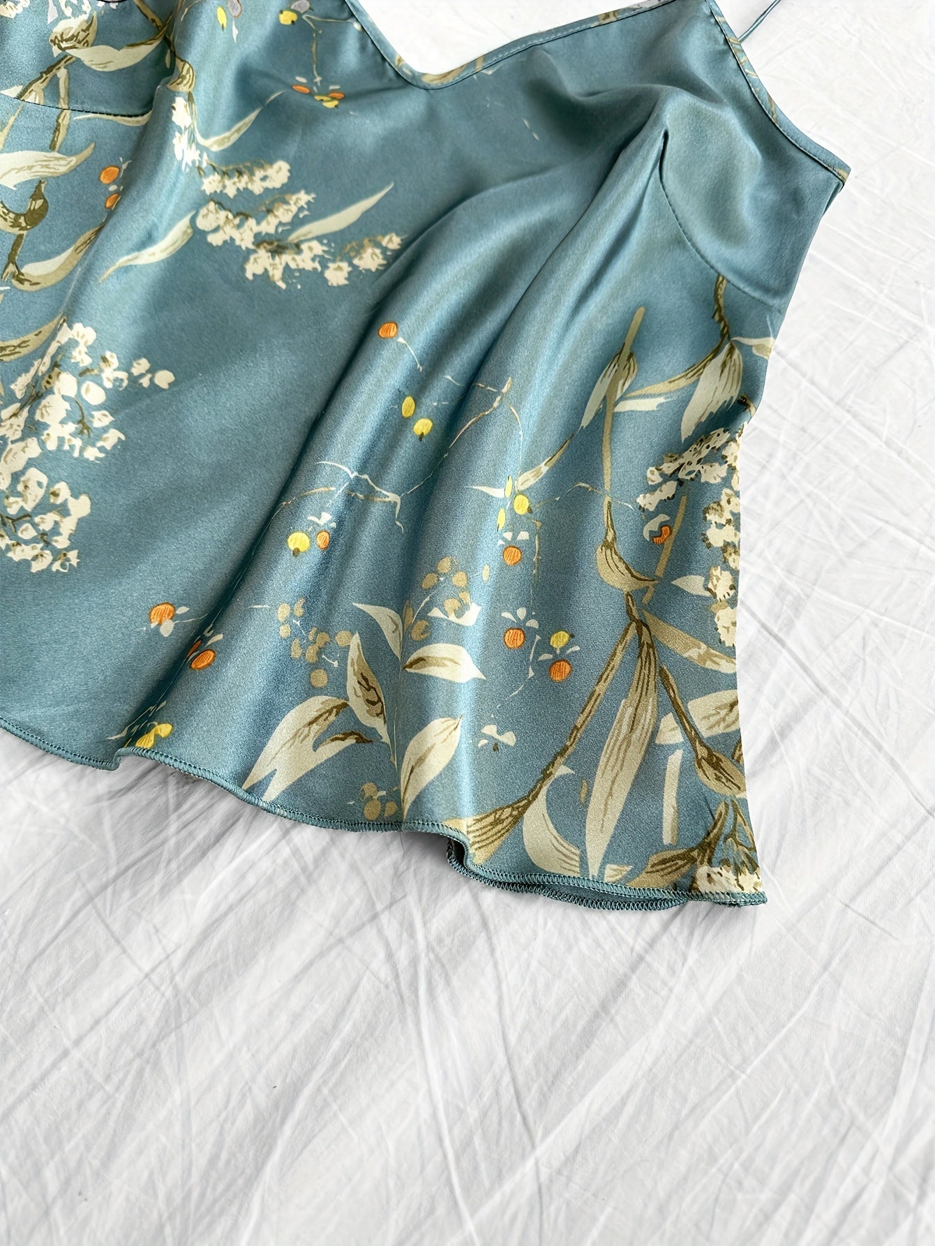 Women's Cherry Print Pajama Set with Ruffle Shorts 100% Polyester All-Season