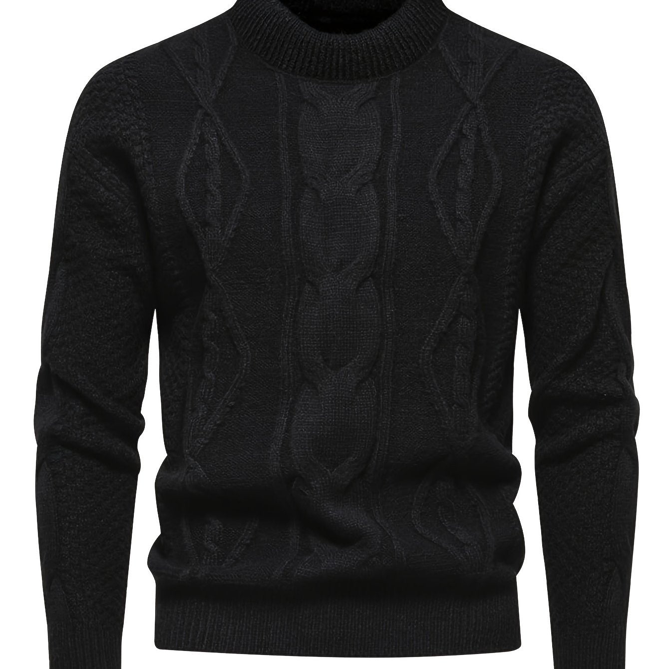 Plus Size Men’s Solid Argyle Knit Sweater Long Sleeve Crew Neck Fall Winter Casual