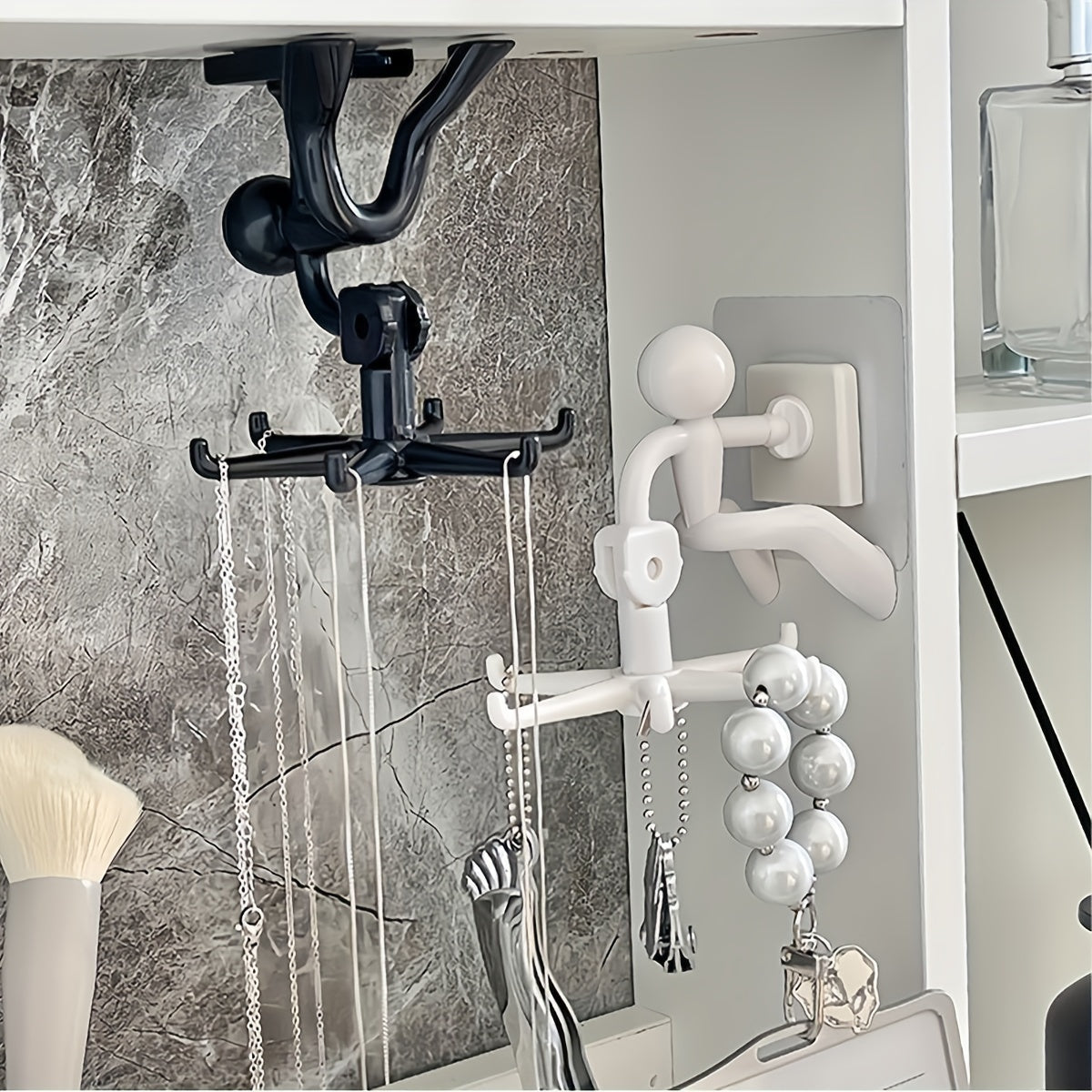 360° вращающийся настенный крючок с 6 крючками - легкая установка, самоклеящийся органайзер для