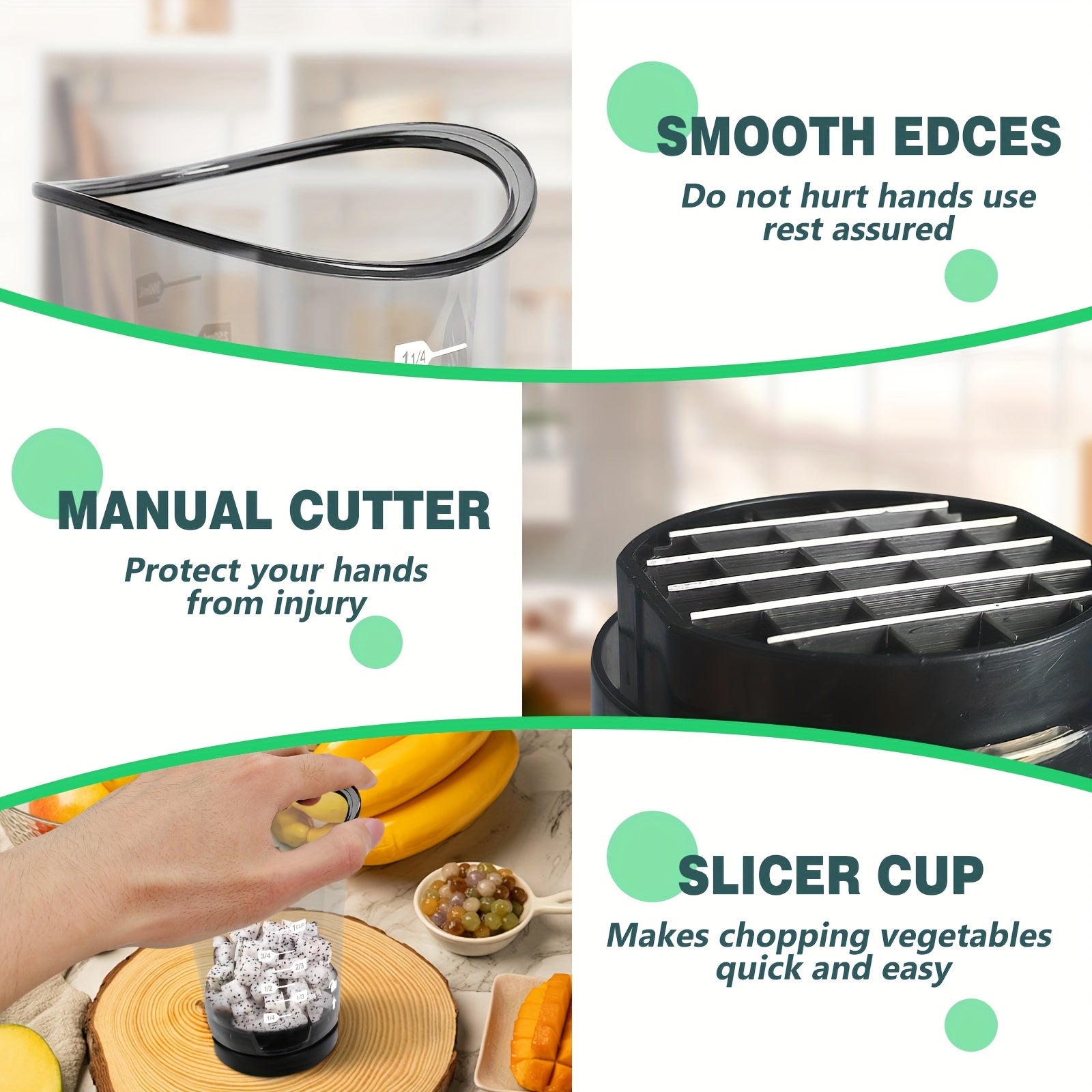 Stainless Steel Fruit Vegetable Chopper Cutter Salad Maker with 2 Blades