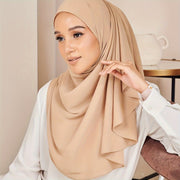 Women Chiffon Hijab Lightweight Silky Polyester Scarf with Pleated Detailing