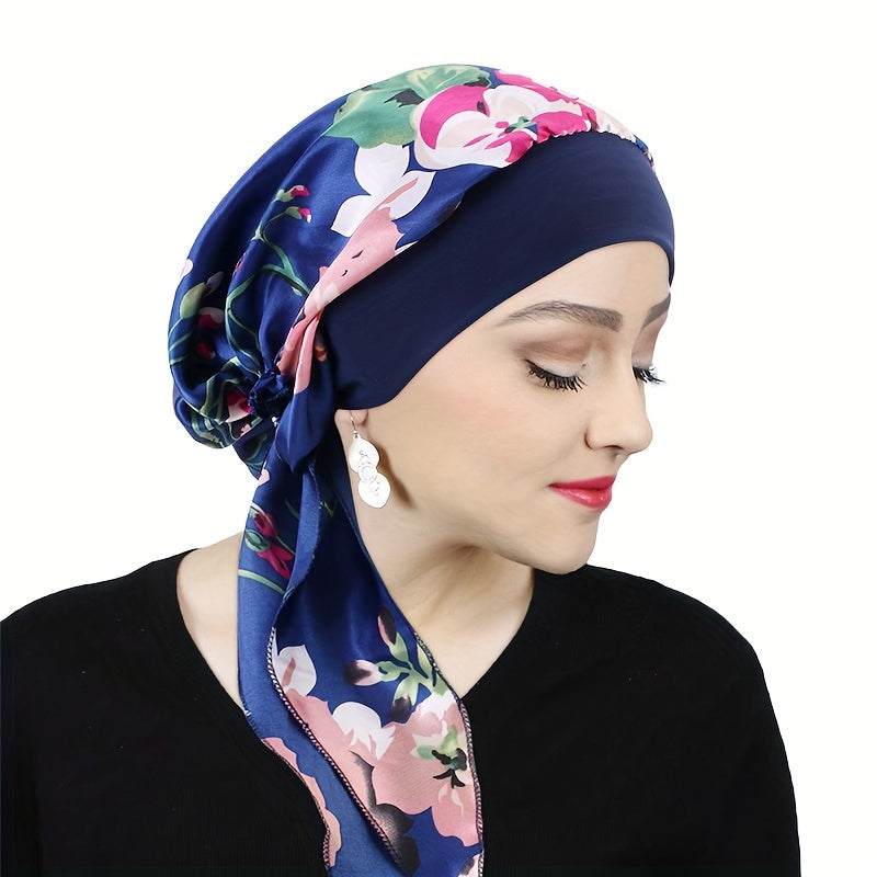 Black and White Paisley Stretchy Turban Hat for Women Lightweight Polyester
