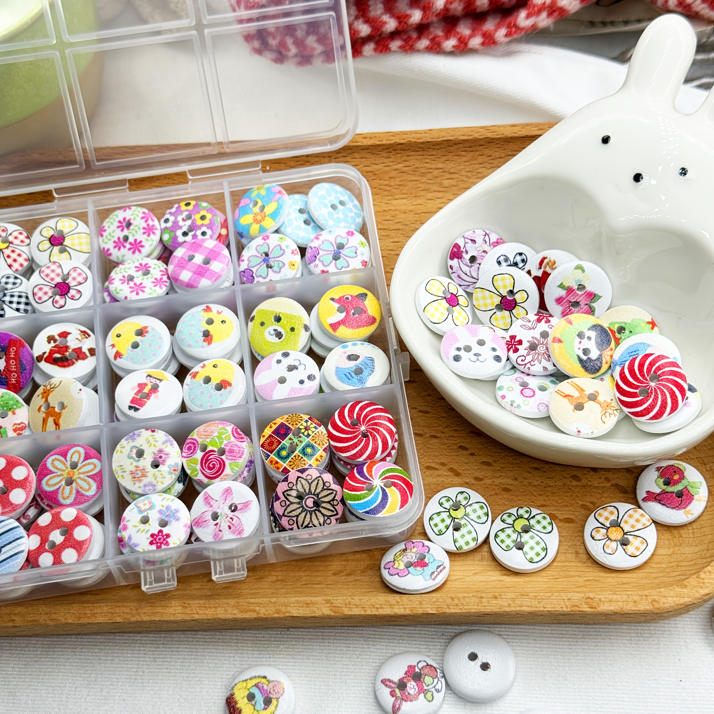 Набор разнообразных декоративных кнопок для рукоделия, белая основа, 108 штук для праздничных подарков