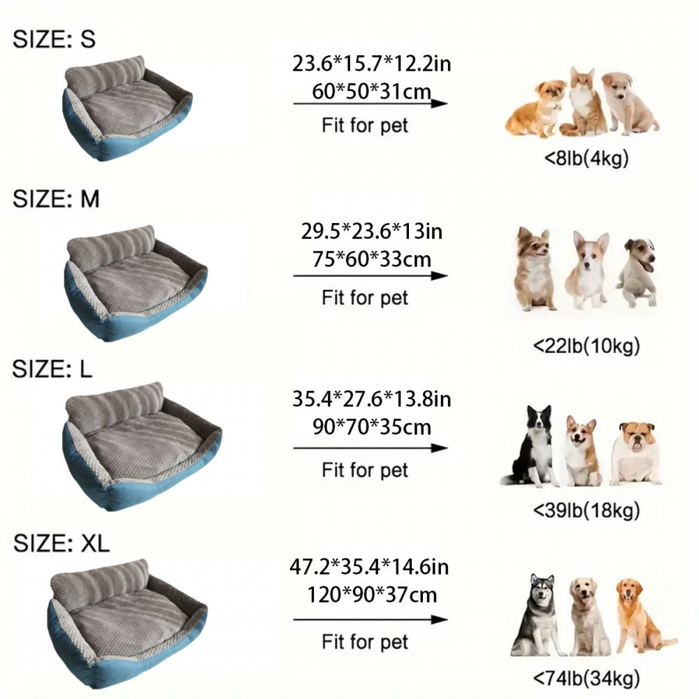 Luxury Plush Pet Sofa Bed for Cats and Dogs with High Backrest and Easy Cleaning