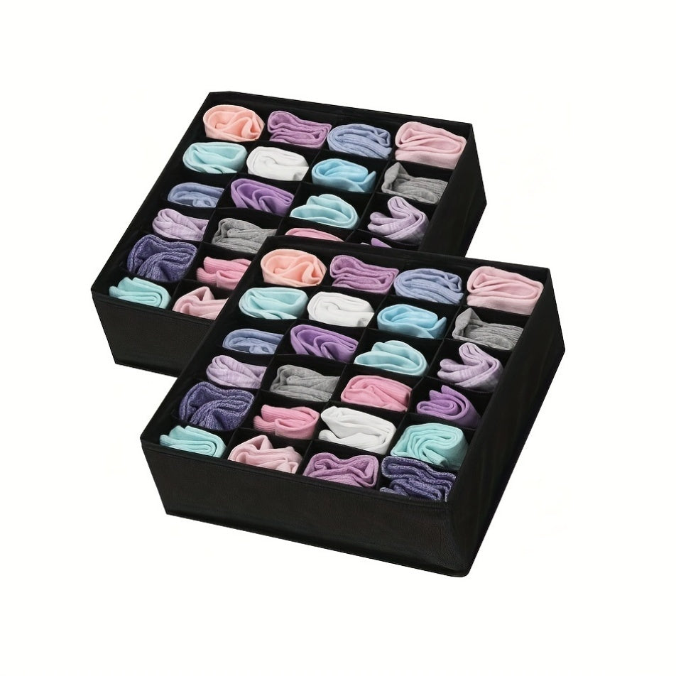 Органайзер для ящиков 24-клеточный тканевый контейнер для хранения нижнего белья, носок и одежды - легкий, складной дизайн с отдельными отделениями для легкой организации