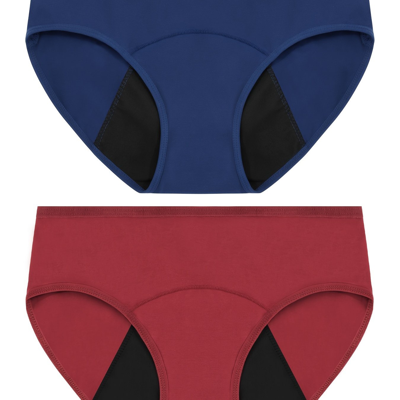 2-Pack High Support Viscose Period Panties Leak-Proof Absorbent Knit Drop Waist