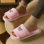 Ayollar uchun kryshalla kelebek bezakli yopiladigan shippaklar, barcha mavsum uchun qulaylik