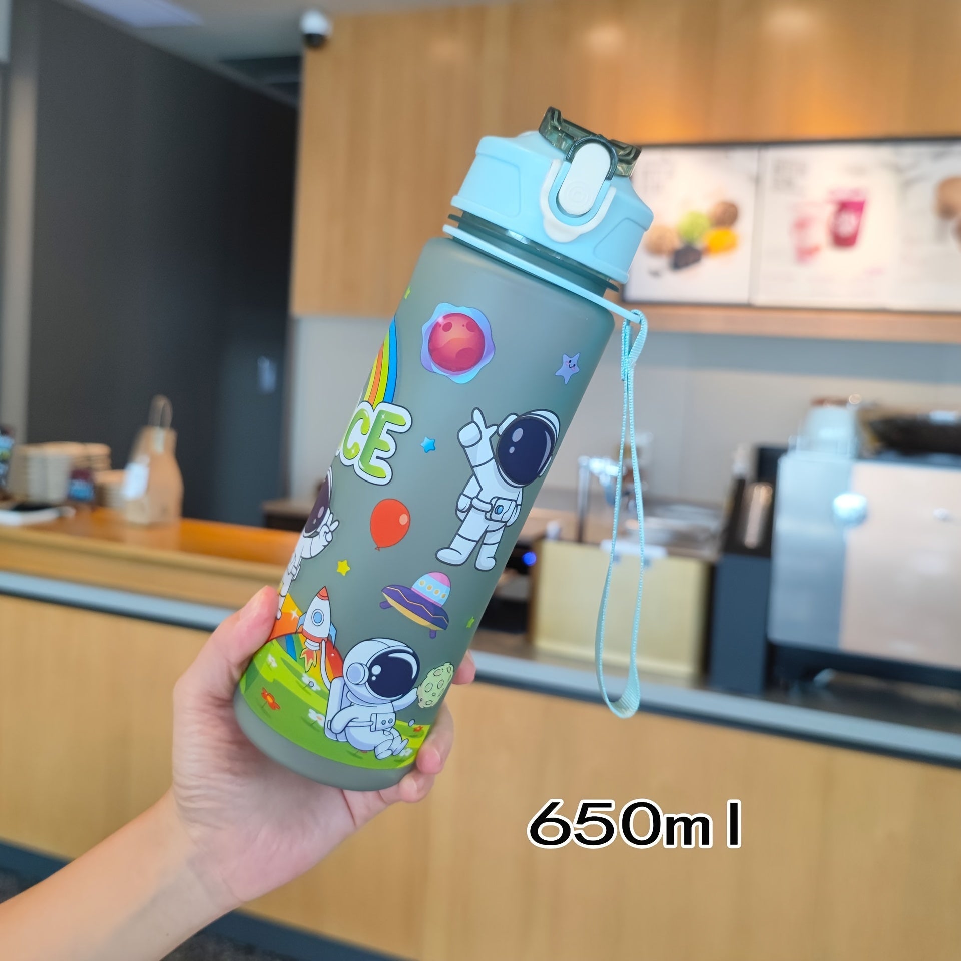 Space-Themed Astronaut Water Bottle with Straw Lightweight PVC-Free for Outdoor and Back-to-School