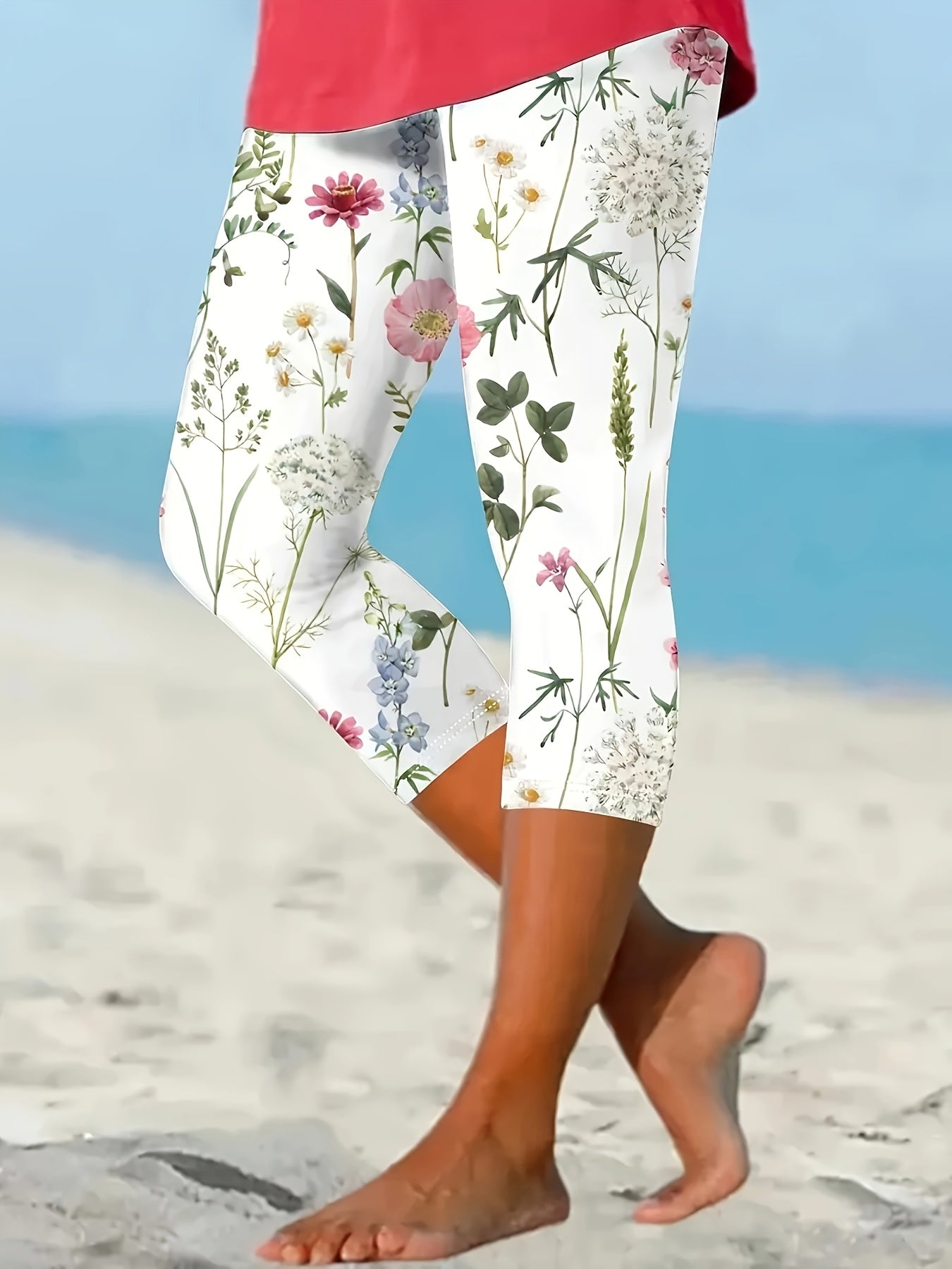 Women's Floral Print Beach Shorts Lightweight Summer High Waist Casual