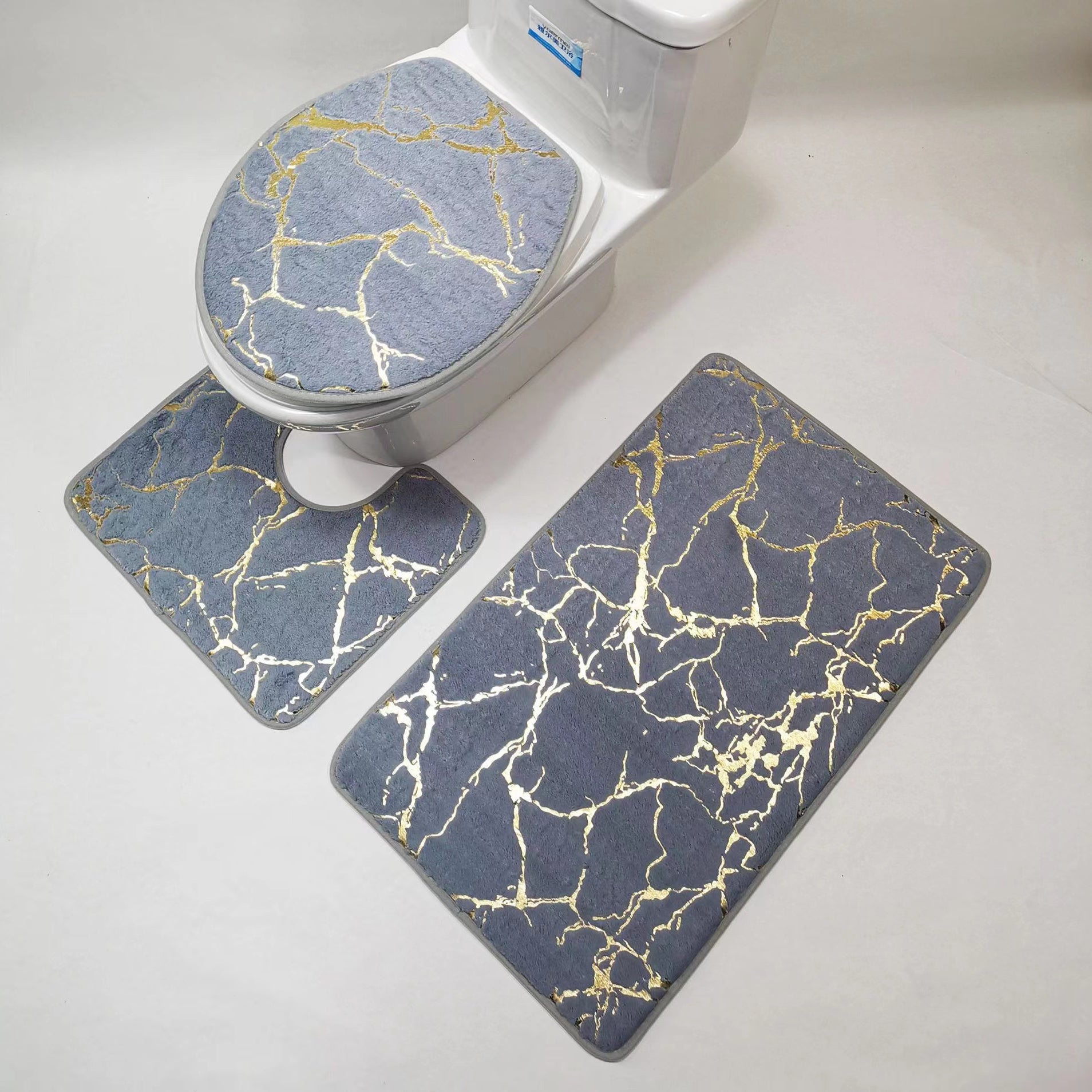 3-Piece Non-Slip Flannel Bathroom Mat Set for Kitchen, Shower, and Toilet