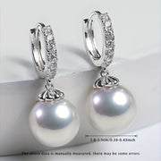 Women's Silver Dangling Earrings with Natural Freshwater Pearls 10-11mm