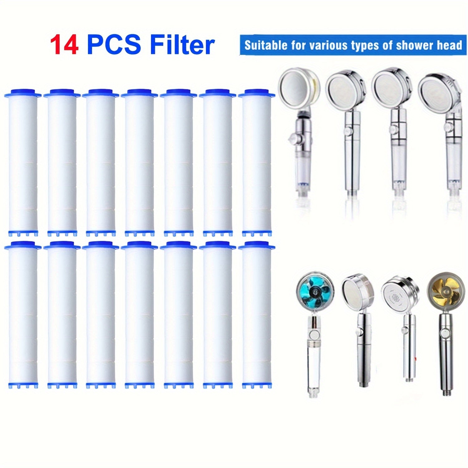 Set of 14 Shower Filters and Replacement Cartridges for Chlorine Removal and Skin Care