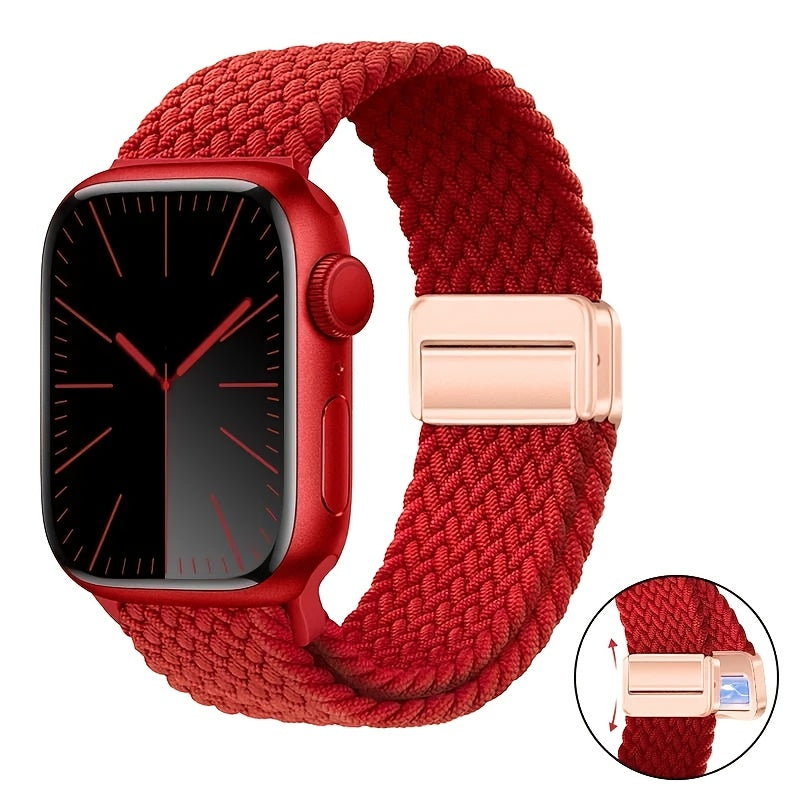 Nylon Watch Strap for Apple iWatch Series 1-9 Magnetic Snap Buckle Loop Compatible with 38mm to 49mm Sizes