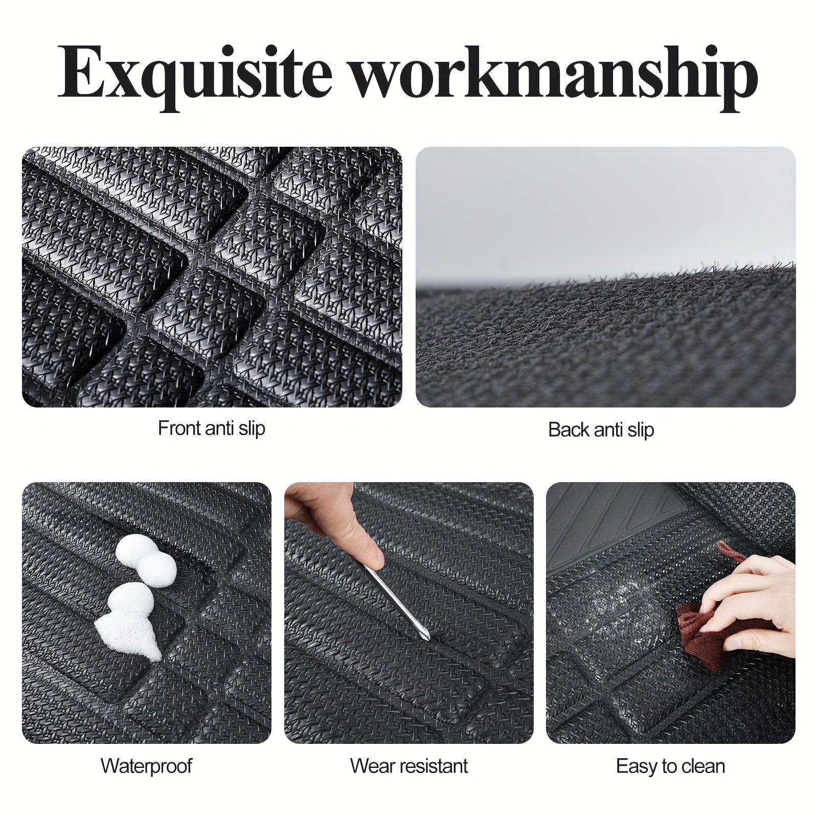 All-Weather Leather Floor Mats for Tesla Model Y 2020-2023 Full Set