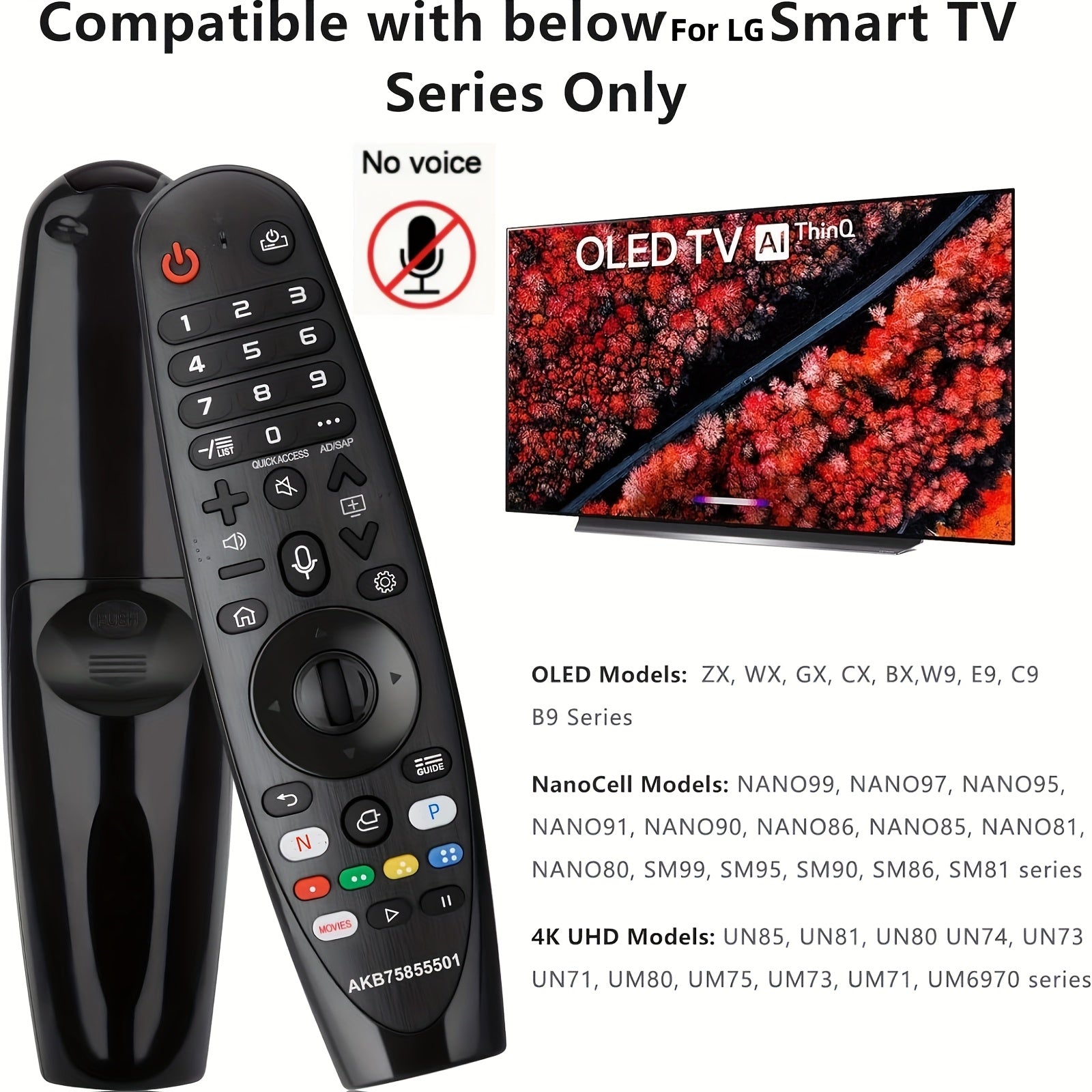 Universal Remote Control for LG Smart TVs Supports Hot Keys for N and Prime Video Up to 3 Devices