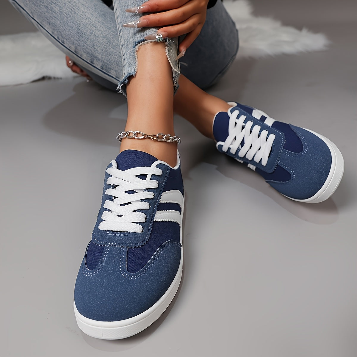 Women'S Lightweight Casual Sneakers – Breathable Orange White Low-Top Lace-Up Skate Shoes