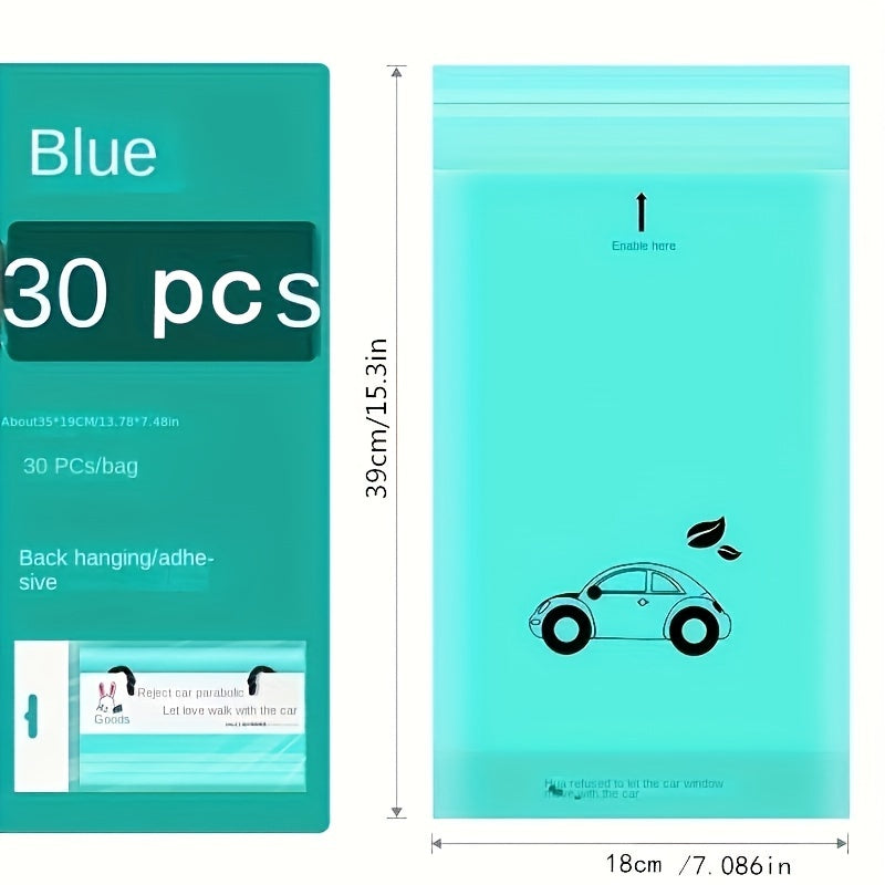 30pcs Waterproof Leak-Proof Car Trash Bags Self-Adhesive Reusable