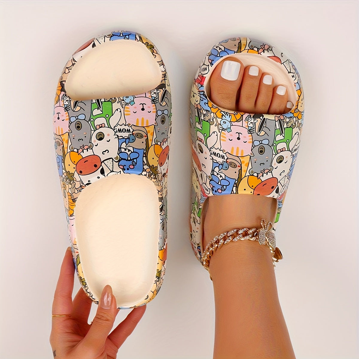 Women's Cartoon Animal Print Slides Soft EVA Cushioned Summer Comfort