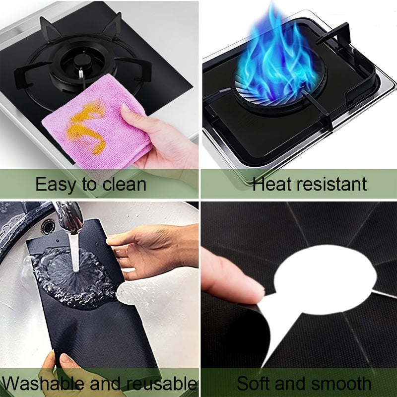 Set of 6 Gas Stove Protection Mats Heat Resistant Oil Stain Resistant Non-Stick Easy to Clean