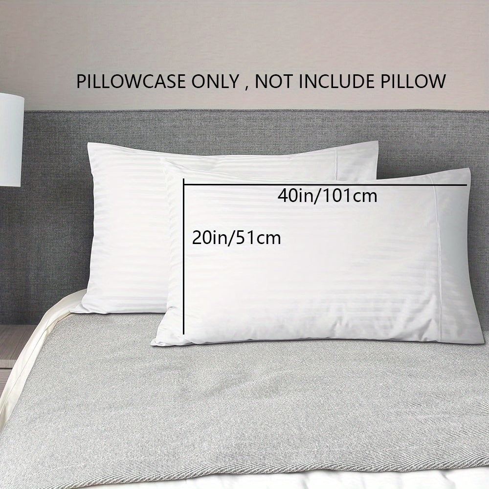 Striped Pillowcases Soft Breathable Woven Polyester Machine Washable Lightweight 90gsm