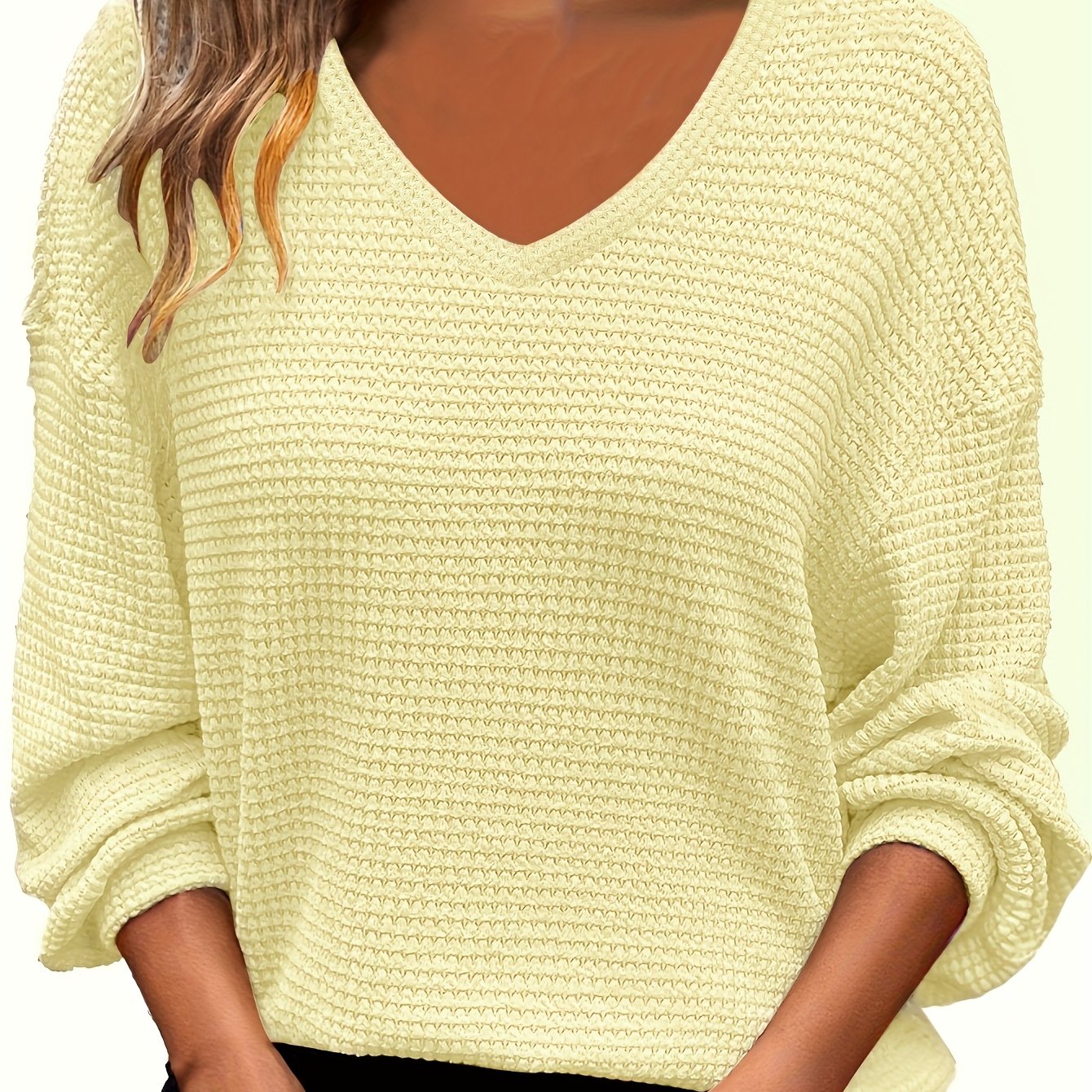 Толстовка женская большого размера из полиэстера с V-образным вырезом, однотонная