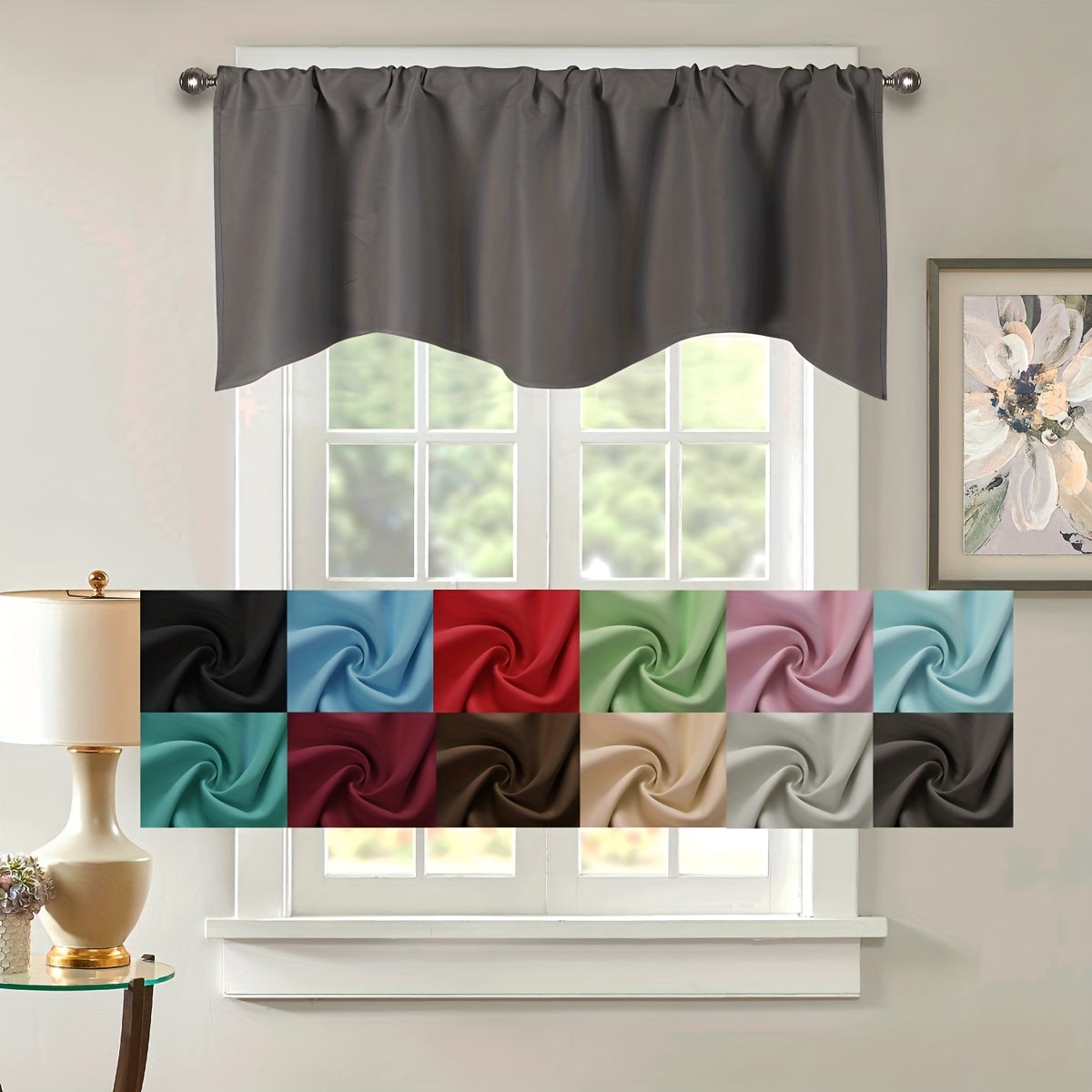 Blackout Curtain Panel Short Valance for Kitchen Living Room Office Rural Style