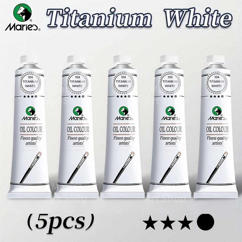 Oil Paint Set 5 Pieces 1.7 Fl Oz Vibrant Colors Professional Quality