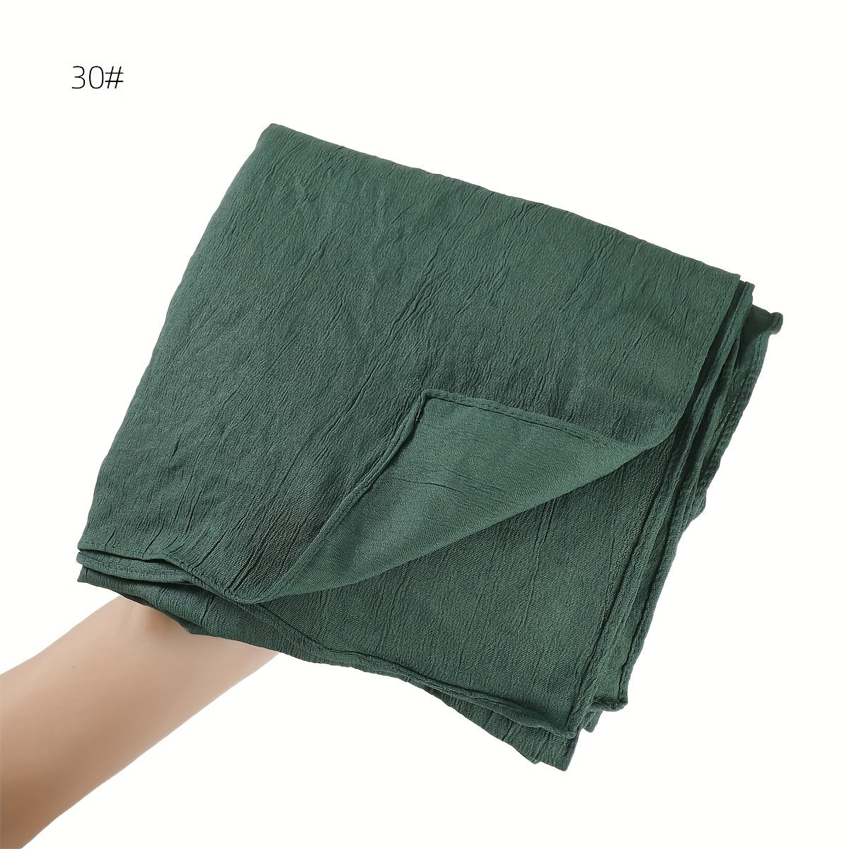 Breathable Muslim Women Hijab Solid Color Casual Crinkled Texture Sun and Wind Protection