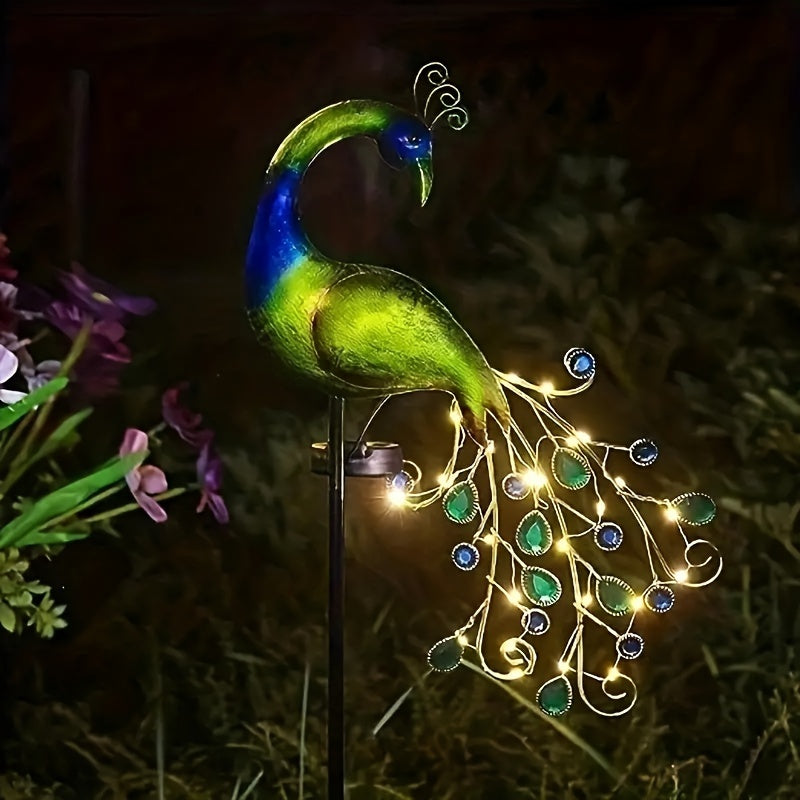 Solar-Powered Peacock Garden Light with Adjustable Lighting Outdoor Yard Decor