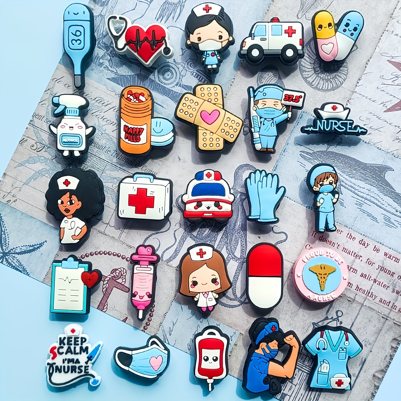 Unisex PVC Shoe Charms 22Pcs Healthcare Nurse Nursing Accessories