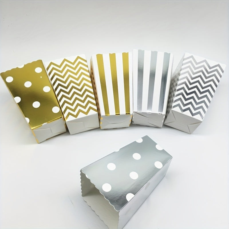 Set of 12 Cardboard Popcorn and French Fry Food Packaging Boxes for Parties and Theaters