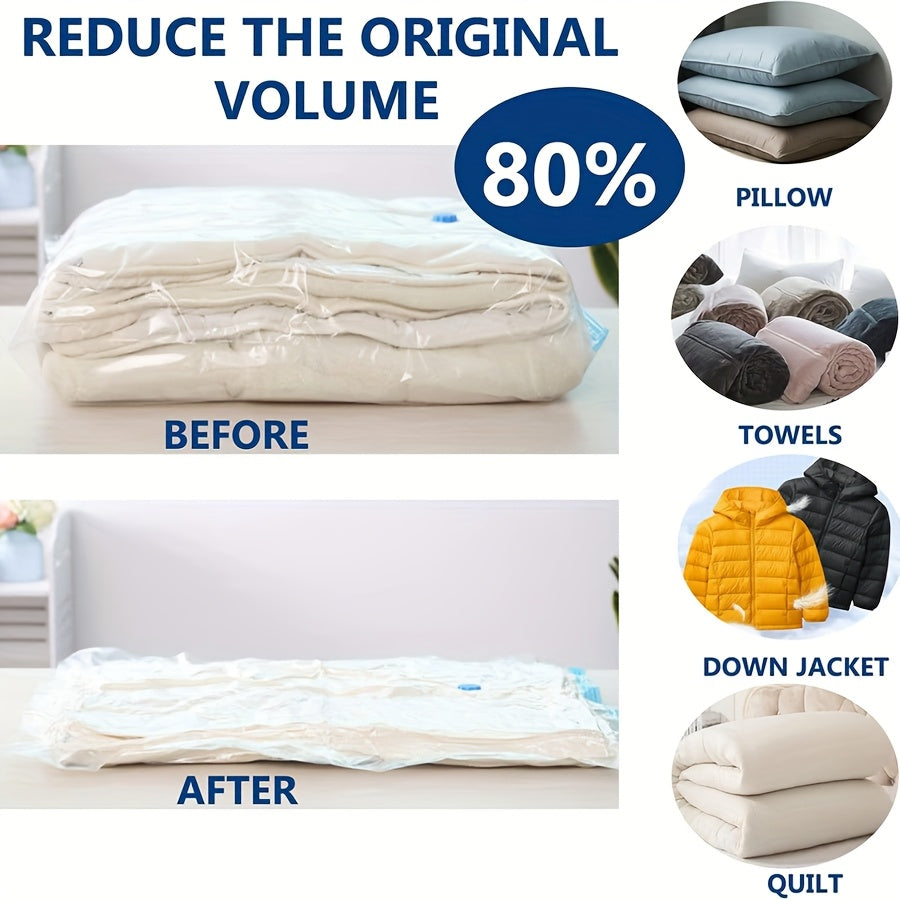 Средние вакуумные сумки для хранения путешествий с ручным насосом для одежды, одеял, покрывал, постельных принадлежностей, белые, 4 шт.